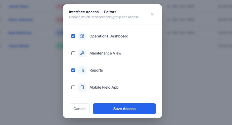 Interface access management